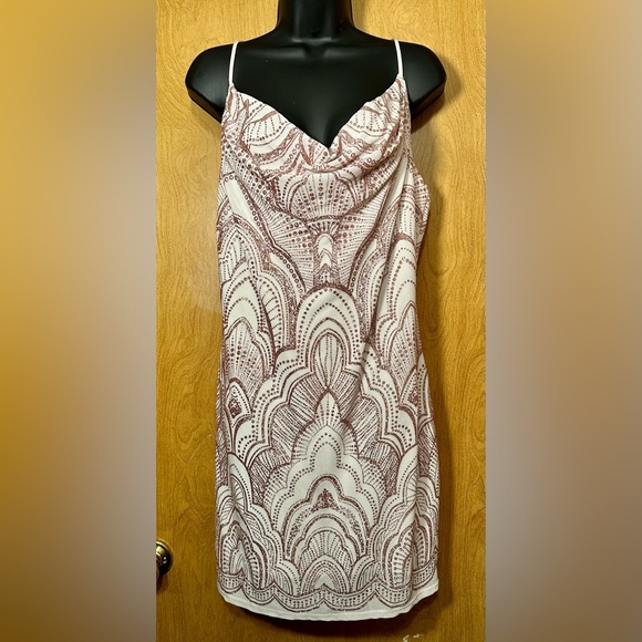 Jump White/Rose gold mini dress size XL - Picture 3 of 9